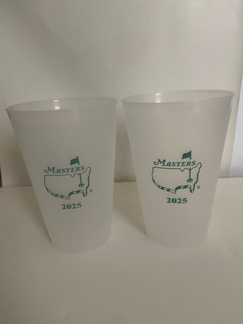 Masters White Reusable Cups with Green Logo - Set of 2